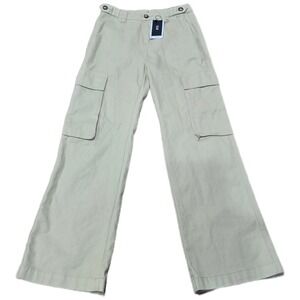 EM Mens Khaki Tan Wide Leg Cargo Pants 100% Cotton Utility Streetwear Size S NWT